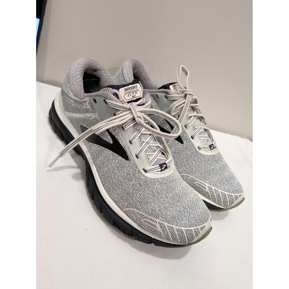 Brooks Adrenaline GTS 18 Womens Shoes 8.5 Gray Running Athletic Sneaker 1202681B